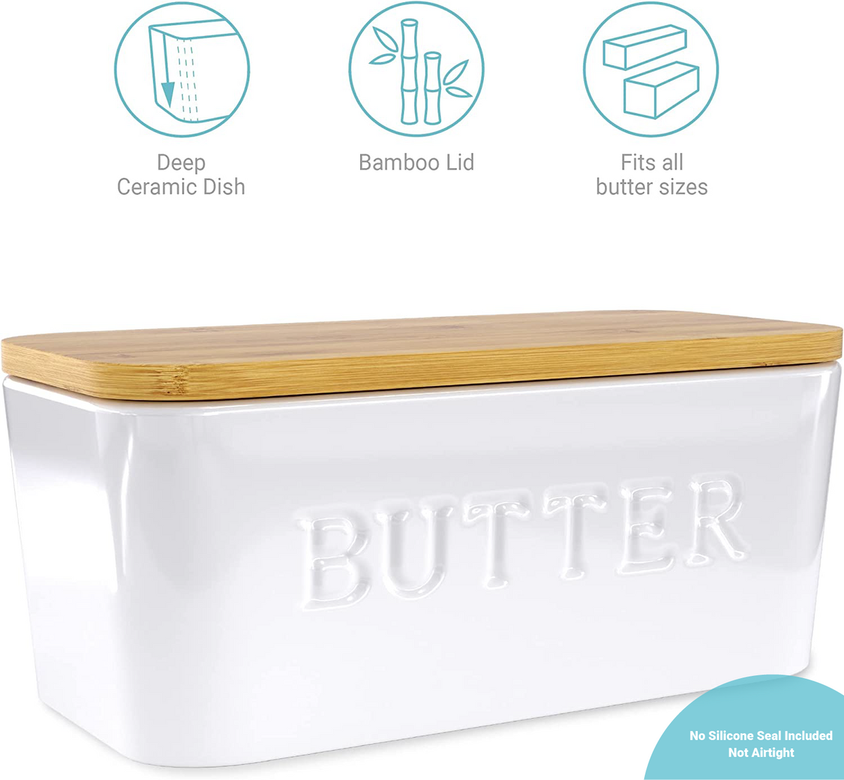 PriorityChef Large Butter Dish with Lid, Ceramic Butter Keeper
