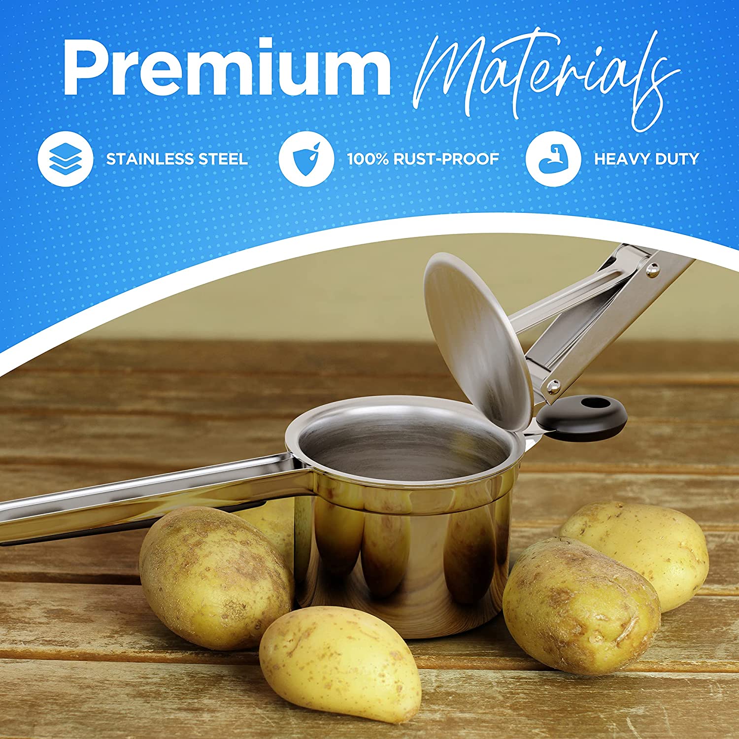 Potato Ricer, Stainless Steel Potato Masher and Ricer Kitchen Tool, Profe