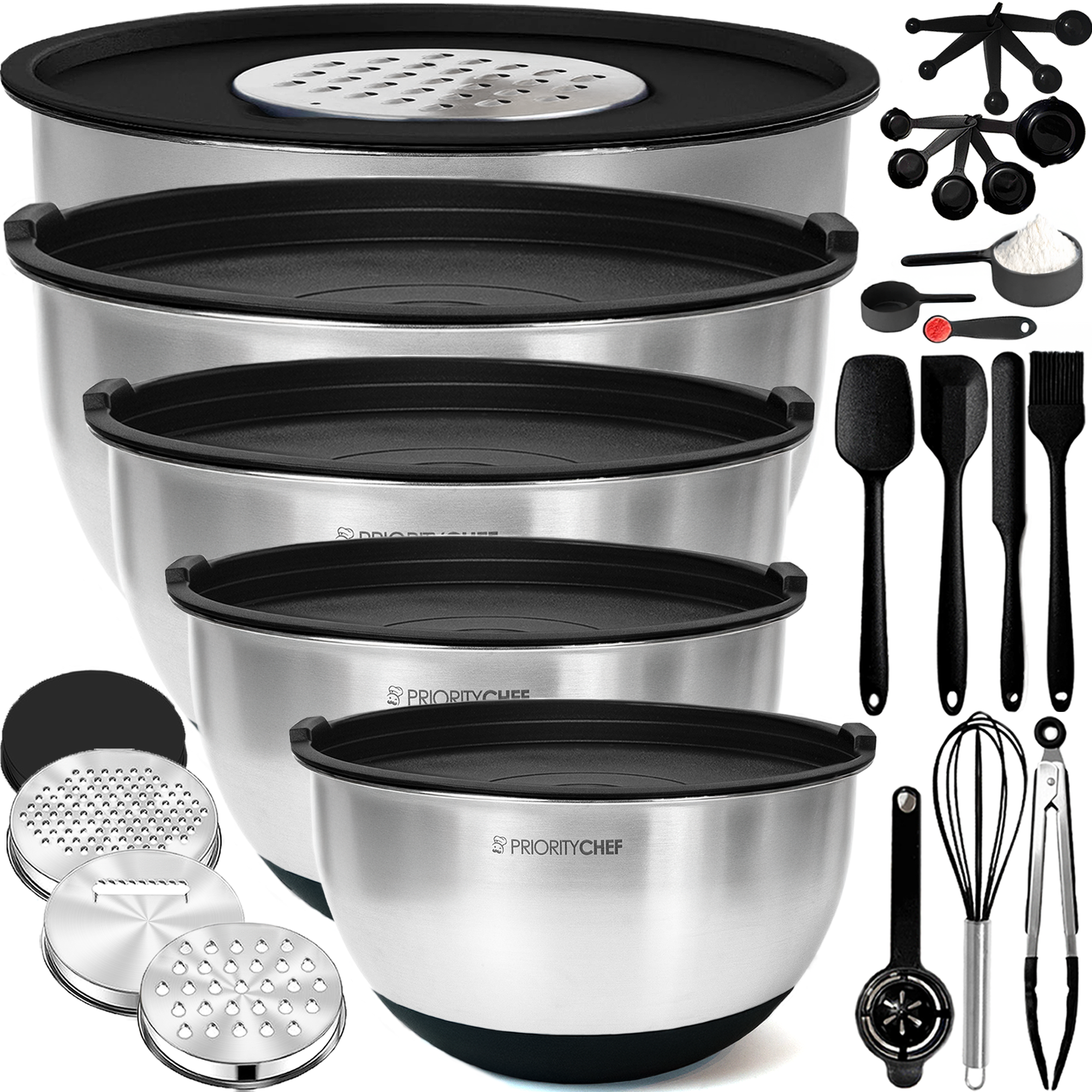 PriorityChef Mixing Bowls with Lids and Utensil Set