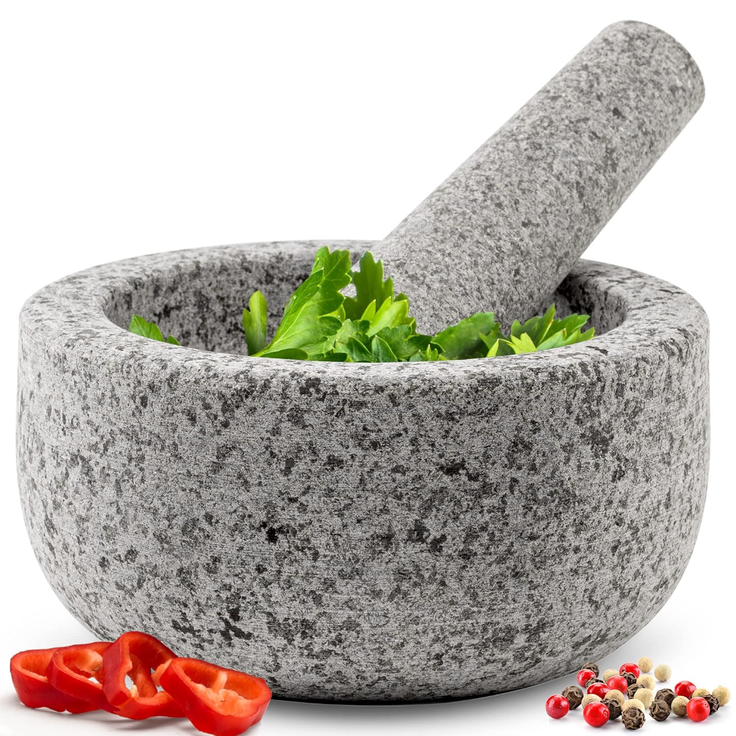 Priority Chef Heavy Duty Natural Granite Mortar and Pestle Set, Expertly  Carved, Make Fresh Guacamole at Home, Solid Stone Grinder Bowl, Herb