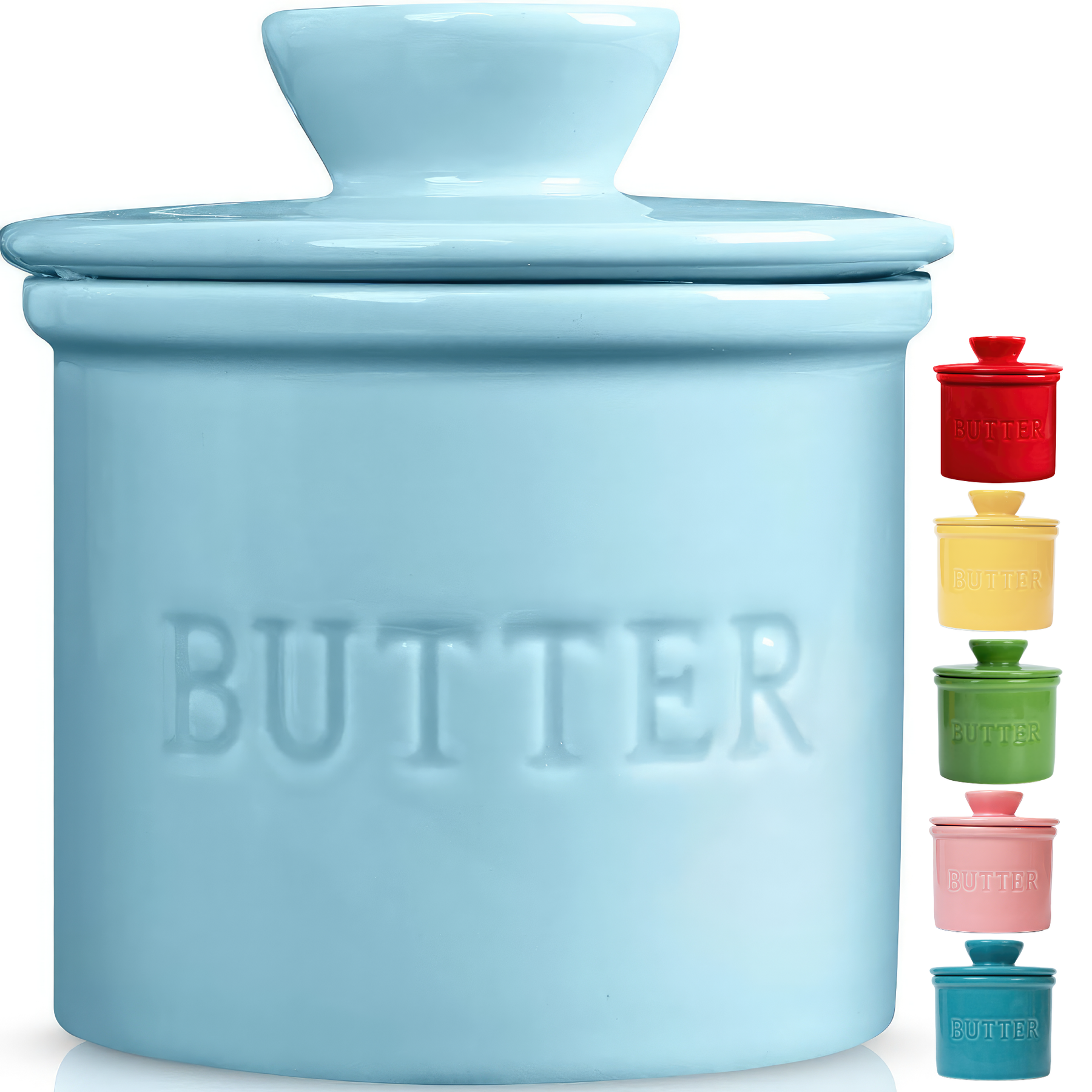 Butter Crock, Ceramic Butter Dish with Lid Butter Keeper Spreadable Fresh  Soft Butter, No More Hard Butter, Classic Light Color Series
