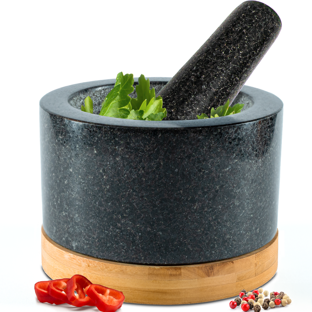 Heavy Duty Natural Granite Medium Mortar and Pestle Set