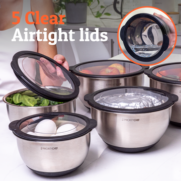 5-pc Mixing Bowls with Clear Airtight Lids
