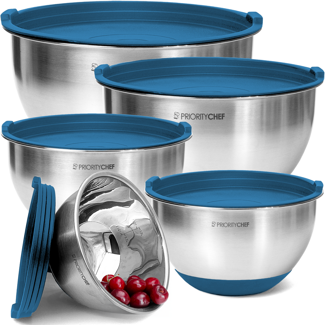 Priority Chef Set Ciotole Acciaio Inox 5 Pezzi Con Coperchi, Grattugie E Utensili - 28 Pezzi Totali - 2