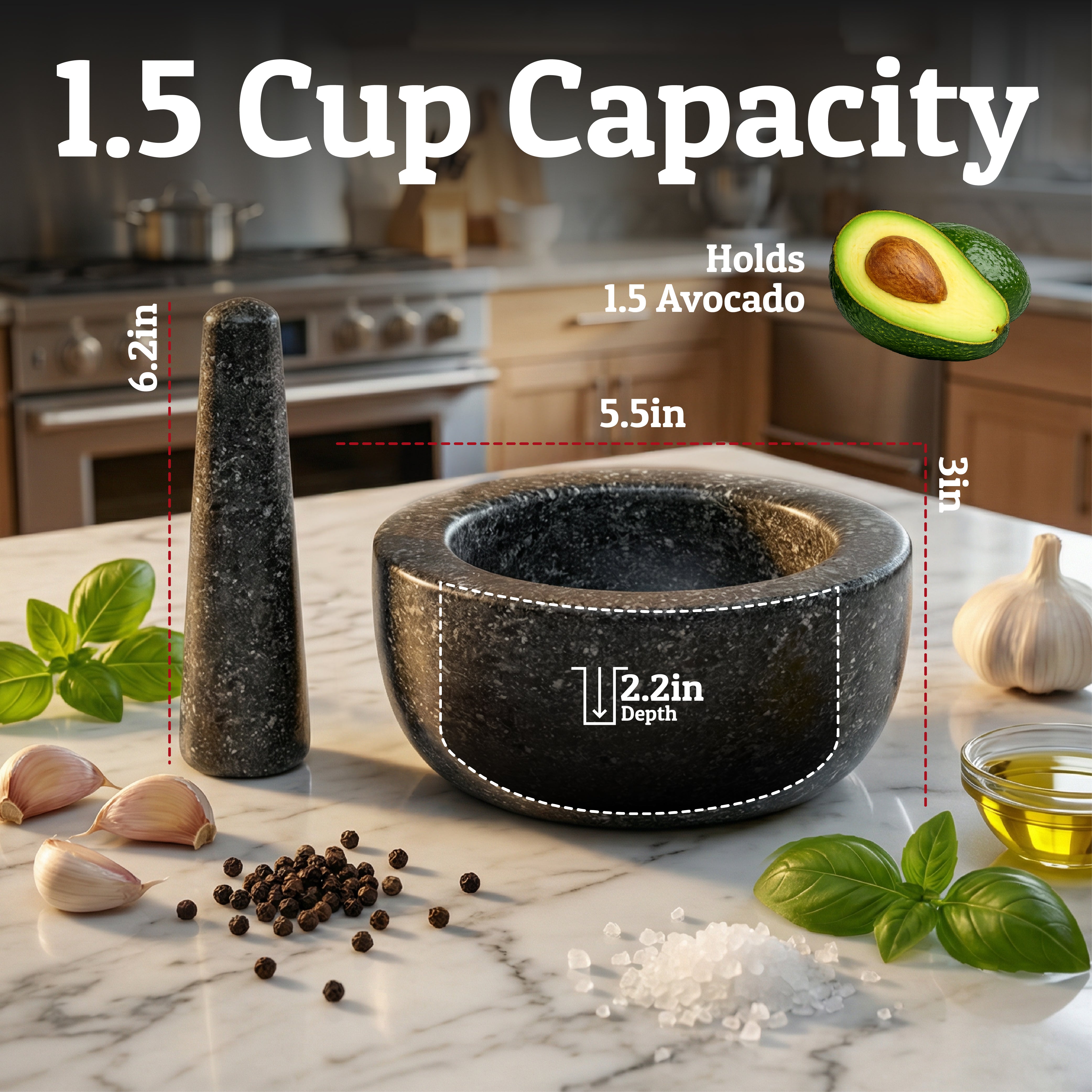 Heavy Duty Mortar and Pestle Set - Thumbnail 2