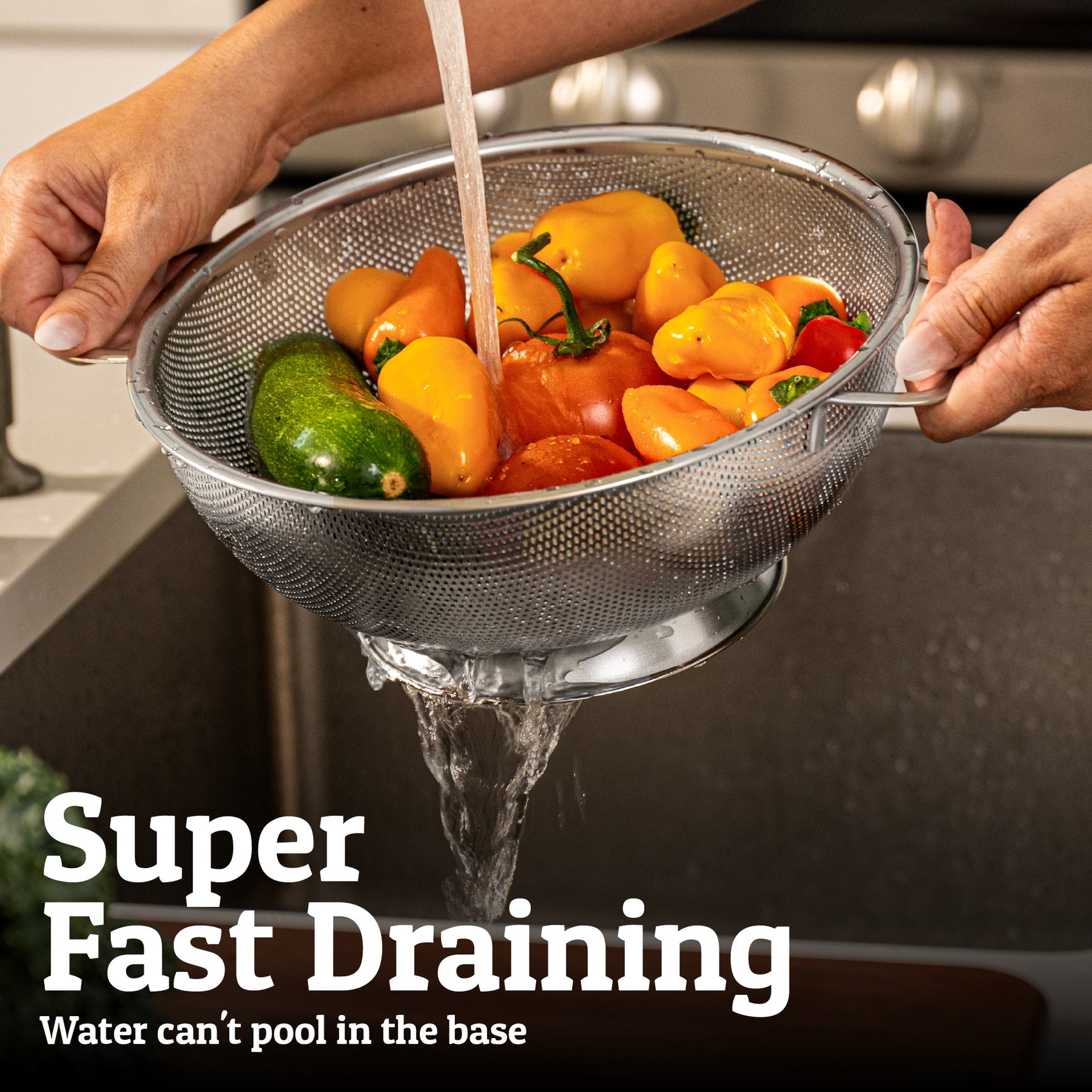 Stainless Steel Colander With MicroFine Perforated Mesh Kitchenware