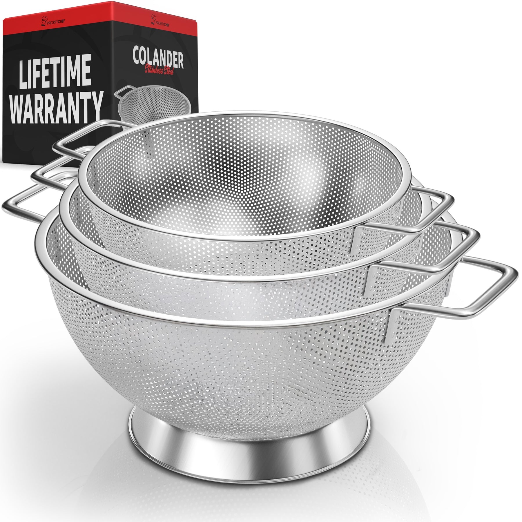 Stainless Steel Colander With MicroFine Perforated Mesh Kitchenware