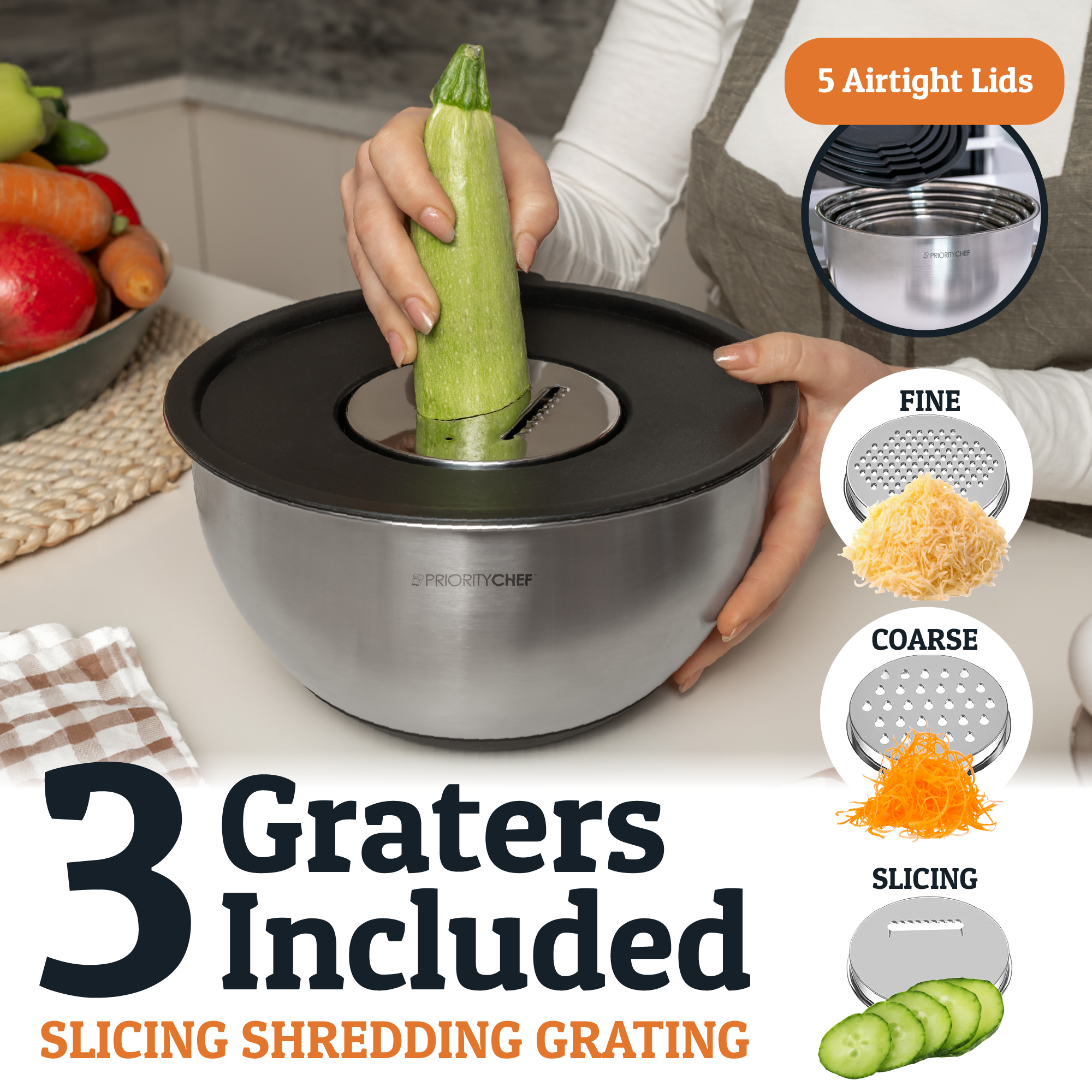 PriorityChef Mixing Bowls with Lids and Utensil Set - Thumbnail 3