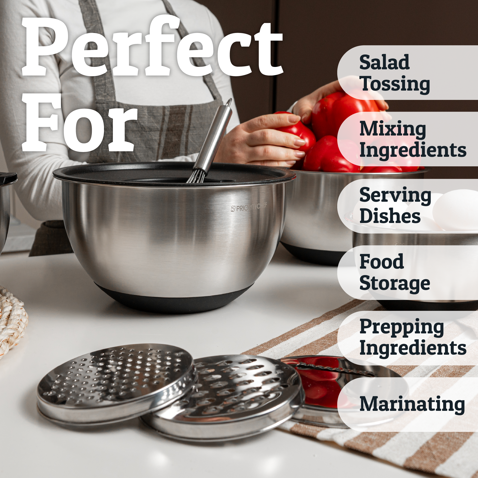 PriorityChef Mixing Bowls with Lids and Utensil Set - Thumbnail 2