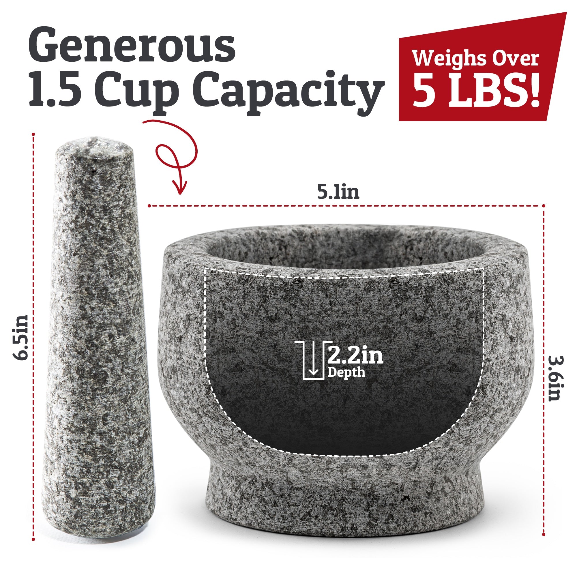 Heavy Duty Mortar and Pestle Set - Thumbnail 4
