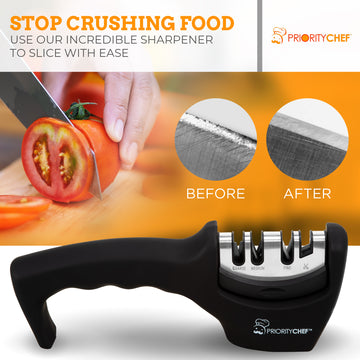 Knife Sharpeners, Best 3 in 1 Manual Kitchen Knives & Scissor Sharpeners - Knife  Sharpener Professional Ceramic Kitchen Sharpening System 3 Stage
