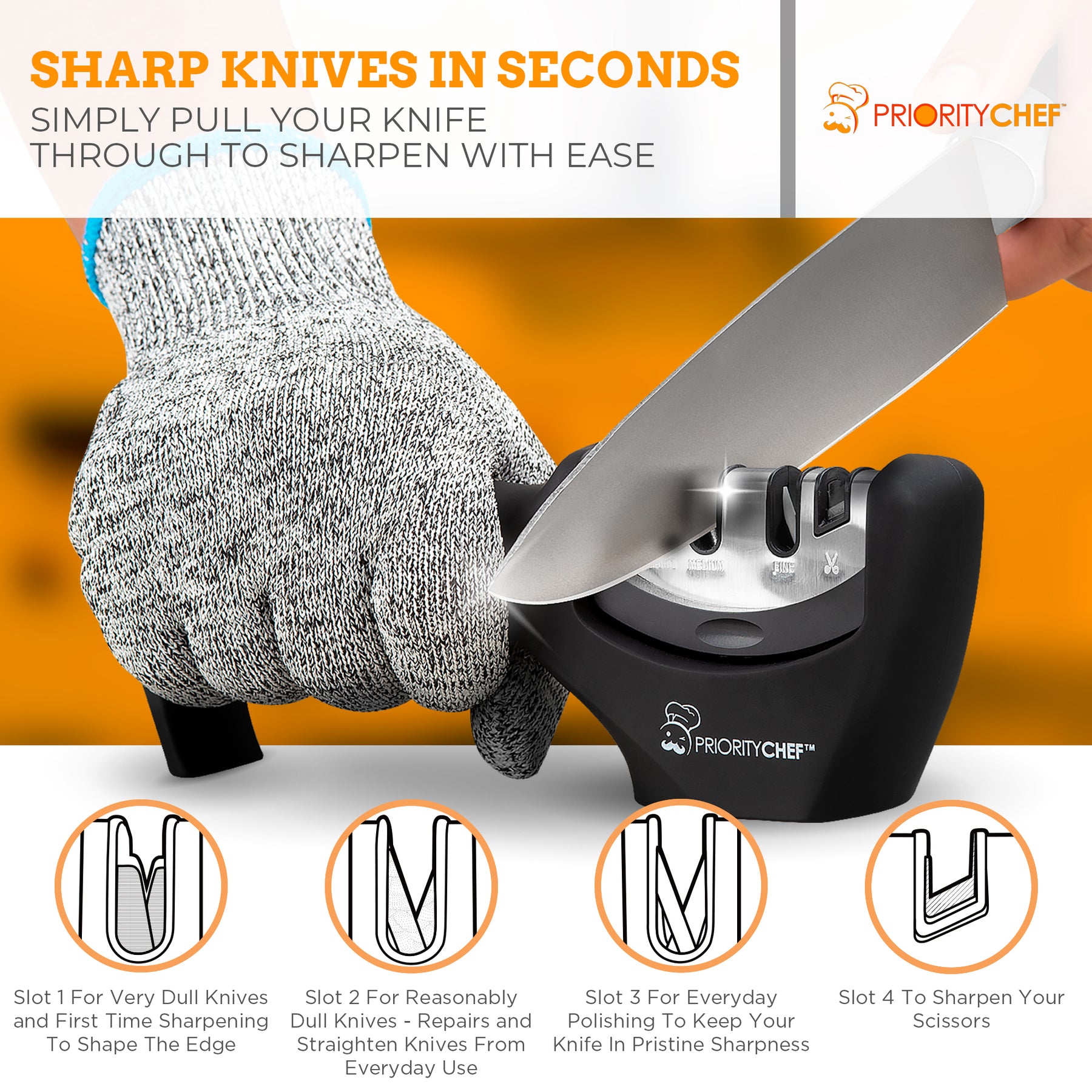 PriorityChef Premium Knife Sharpener Tool, Professional Knife Sharpening  Rods, Handheld Kitchen Knife Sharpener Kit, Scissor Sharpener