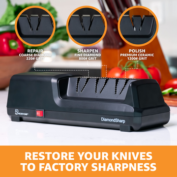 Electric Knife Sharpener, Professional 3-Stage Electric Knife Sharpeners  with Precision Angle Guide and Diamond Abrasive for Straight Edge, Kitchen