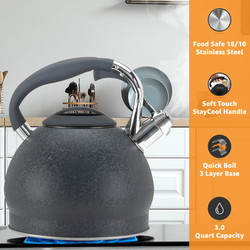 US Stove 3-Quart Tea Kettle, Black