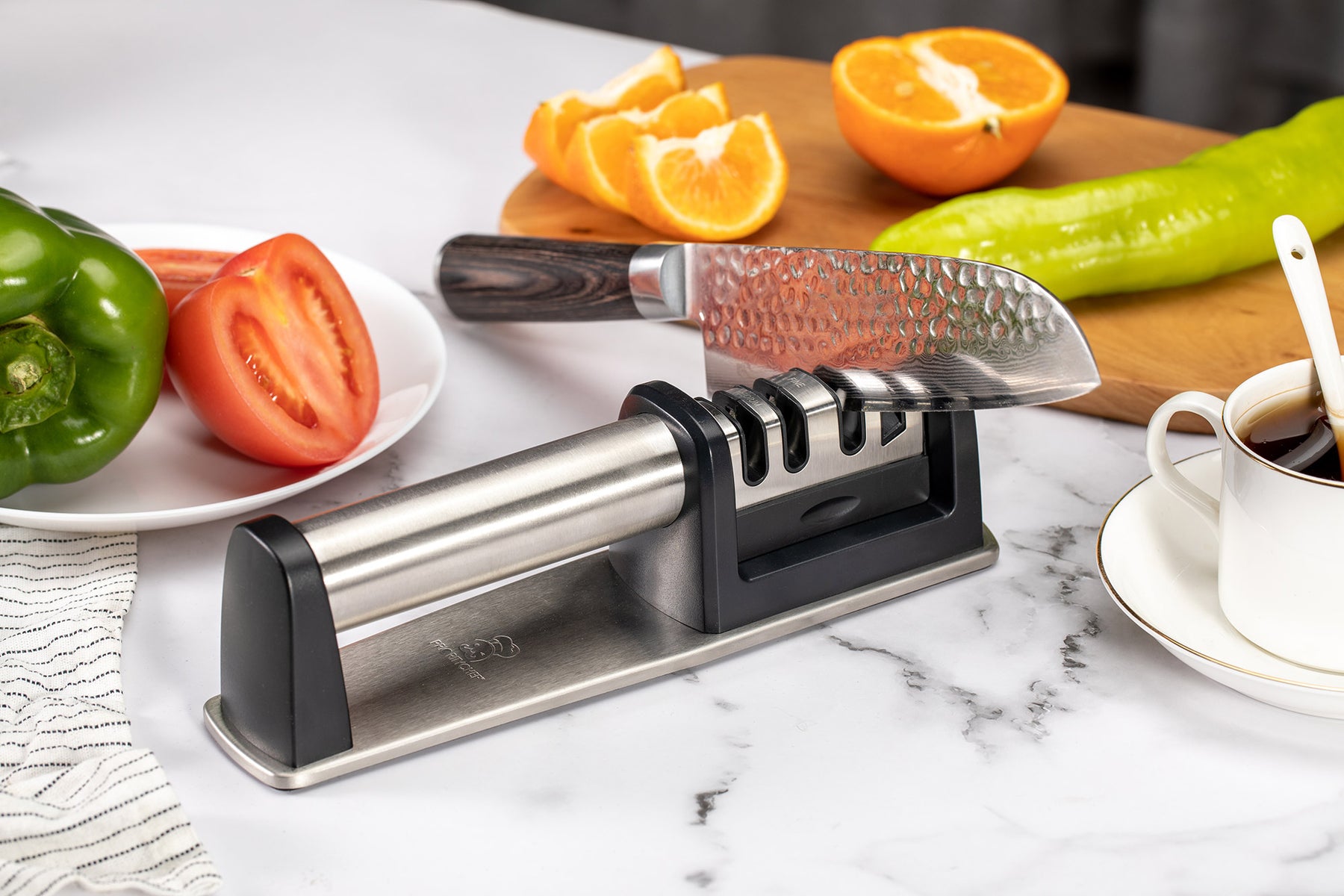 PriorityChef Knife Sharpener for Straight and Serrated Knives, 2-Stage  Diamond Coated Wheel System, Sharpens Dull Knives Quickly, Safe and Easy to  Use 