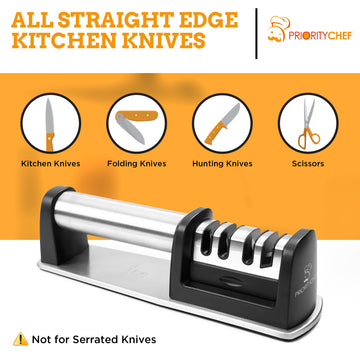 PriorityChef Premium Knife Sharpener Tool, Professional Knife Sharpening Rods, Handheld Kitchen Knife Sharpener Kit, Scissor Sharpener